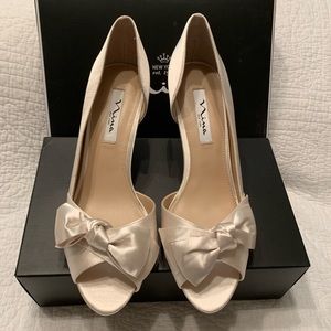Nina Forbes2 Peep-Toe D'Orsay Dress Pumps, Ivory
